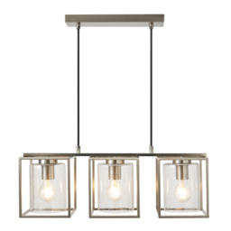 Hardy Cage Ceiling Pendant Bar with Bubble Glass Shades, Satin Nickel - thumbnail 1