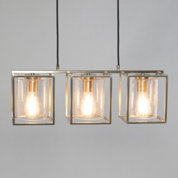 Hardy Cage Ceiling Pendant Bar with Bubble Glass Shades, Satin Nickel - thumbnail 4