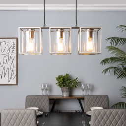Hardy Cage Ceiling Pendant Bar with Bubble Glass Shades, Satin Nickel - thumbnail 3