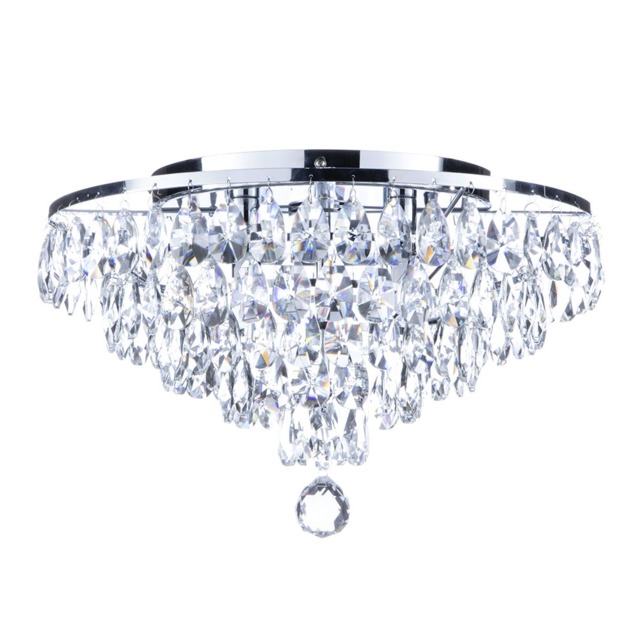Elsa Small Crystal Diamond Effect Flush Ceiling Light, Chrome - image 1