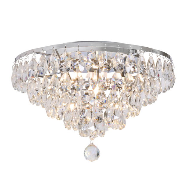 Elsa Small Crystal Diamond Effect Flush Ceiling Light, Chrome - image 1