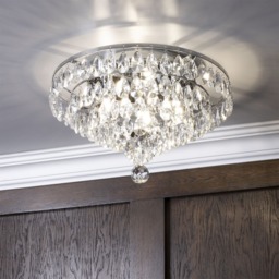 Elsa Small Crystal Diamond Effect Flush Ceiling Light, Chrome - thumbnail 3