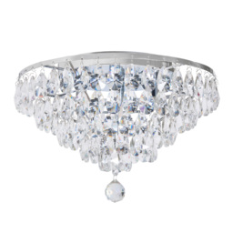 Elsa Small Crystal Diamond Effect Flush Ceiling Light, Chrome - thumbnail 7