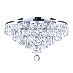 Elsa Small Crystal Diamond Effect Flush Ceiling Light, Chrome - thumbnail 1