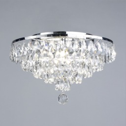 Elsa Small Crystal Diamond Effect Flush Ceiling Light, Chrome - thumbnail 4