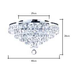Elsa Small Crystal Diamond Effect Flush Ceiling Light, Chrome - thumbnail 7
