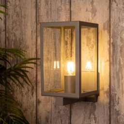 Mateo Glass Panel Outdoor Wall Light, Silver - thumbnail 3