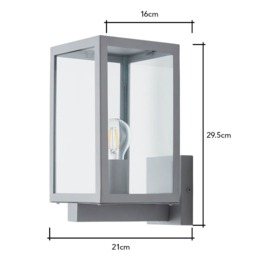 Mateo Glass Panel Outdoor Wall Light, Silver - thumbnail 7