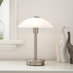 Archie Touch Lamp, Satin Nickel and Alabaster - thumbnail 3