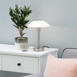 Archie Touch Lamp, Satin Nickel and Alabaster - thumbnail 4