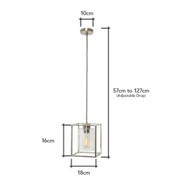 Hardy Cage Ceiling Pendant with Bubble Glass Shade, Satin Nickel - thumbnail 8