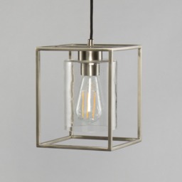 Hardy Cage Ceiling Pendant with Bubble Glass Shade, Satin Nickel - thumbnail 5