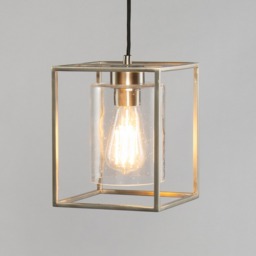 Hardy Cage Ceiling Pendant with Bubble Glass Shade, Satin Nickel - thumbnail 4