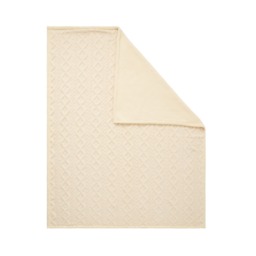 Cable Knit Throw with Sherpa Backing, Cream - thumbnail 3