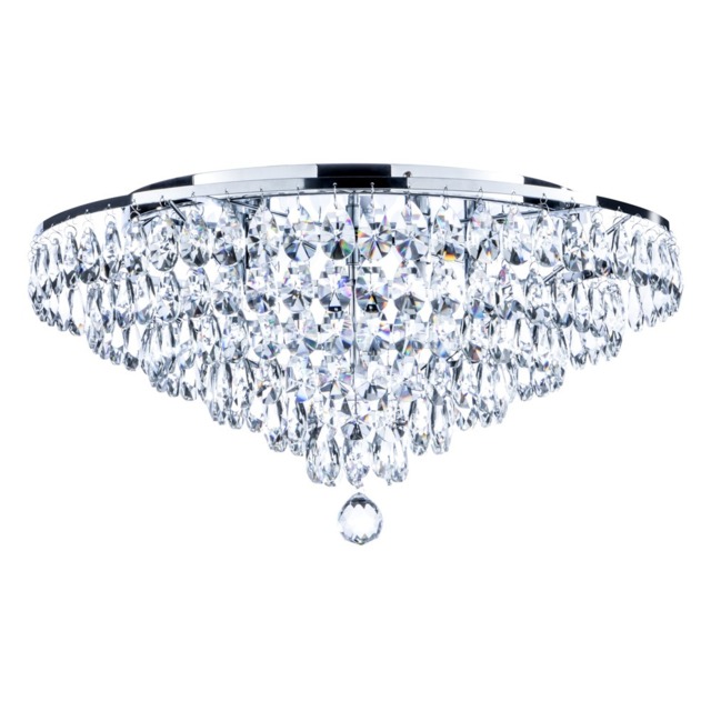 Elsa Crystal Diamond Effect Flush Ceiling Light, Chrome - image 1