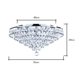 Elsa Crystal Diamond Effect Flush Ceiling Light, Chrome - thumbnail 8