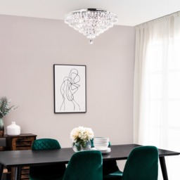 Elsa Crystal Diamond Effect Flush Ceiling Light, Chrome - thumbnail 4
