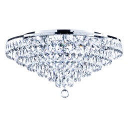 Elsa Crystal Diamond Effect Flush Ceiling Light, Chrome - thumbnail 1