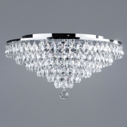 Elsa Crystal Diamond Effect Flush Ceiling Light, Chrome - thumbnail 6