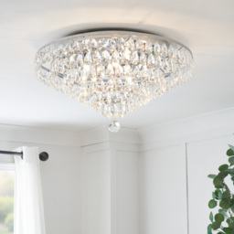 Elsa Crystal Diamond Effect Flush Ceiling Light, Chrome - thumbnail 3