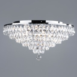 Elsa Crystal Diamond Effect Flush Ceiling Light, Chrome - thumbnail 5
