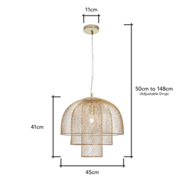 Georgia Tiered Mesh Ceiling Pendant, Gold - thumbnail 9