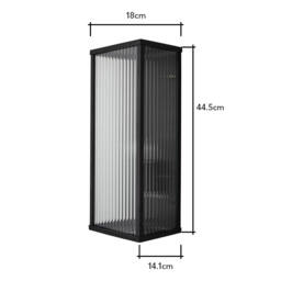 Maurice Box Frame Outdoor Wall Light with Ribbed Glass, Black - thumbnail 7
