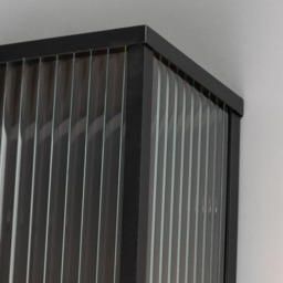 Maurice Box Frame Outdoor Wall Light with Ribbed Glass, Black - thumbnail 6