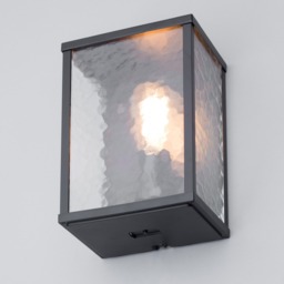 Douglas Outdoor Wall Light with Frosted Glass Panels, Black - thumbnail 4