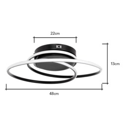 Pei Rings LED Flush Ceiling Light, Satin Black - thumbnail 7