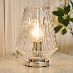 Poplar Small Vessel Table Lamp with Clear Shade, Chrome - thumbnail 4