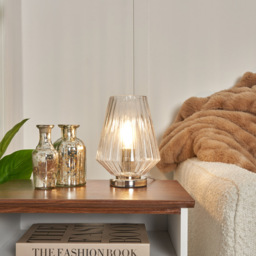 Poplar Small Vessel Table Lamp with Clear Shade, Chrome - thumbnail 3