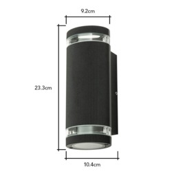Murray Up and Down Outdoor Cylinder Wall Light, Black - thumbnail 8