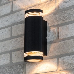 Murray Up and Down Outdoor Cylinder Wall Light, Black - thumbnail 3