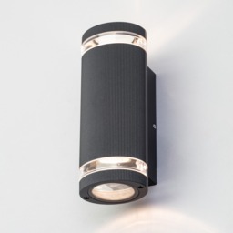 Murray Up and Down Outdoor Cylinder Wall Light, Black - thumbnail 4