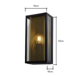 Marco Outdoor Box Light with Brass Mesh, Black - thumbnail 7