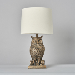 Lucille Owl Table Lamp with Natural Shade, Bronze - thumbnail 5