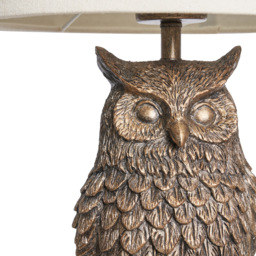 Lucille Owl Table Lamp with Natural Shade, Bronze - thumbnail 8