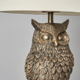 Lucille Owl Table Lamp with Natural Shade, Bronze - thumbnail 6