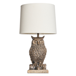 Lucille Owl Table Lamp with Natural Shade, Bronze - thumbnail 7