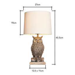 Lucille Owl Table Lamp with Natural Shade, Bronze - thumbnail 9