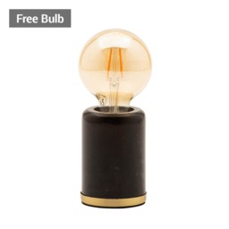Romano Marble E27 Vessel Table Lamp with 80mm Bulb, Black
