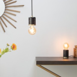 Romano Marble E27 Vessel Table Lamp with 80mm Bulb, Black - thumbnail 8