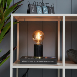Romano Marble E27 Vessel Table Lamp with 80mm Bulb, Black - thumbnail 3