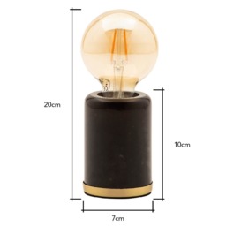 Romano Marble E27 Vessel Table Lamp with 80mm Bulb, Black - thumbnail 9