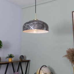 Java Spun Metal Marble Effect Ceiling Pendant, Grey - thumbnail 8