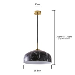 Java Spun Metal Marble Effect Ceiling Pendant, Grey - thumbnail 9