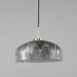 Java Spun Metal Marble Effect Ceiling Pendant, Grey - thumbnail 5