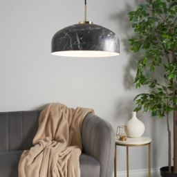 Java Spun Metal Marble Effect Ceiling Pendant, Grey - thumbnail 3