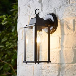 Lille Outdoor Bevelled Glass Wall Light Lantern, Black - thumbnail 3